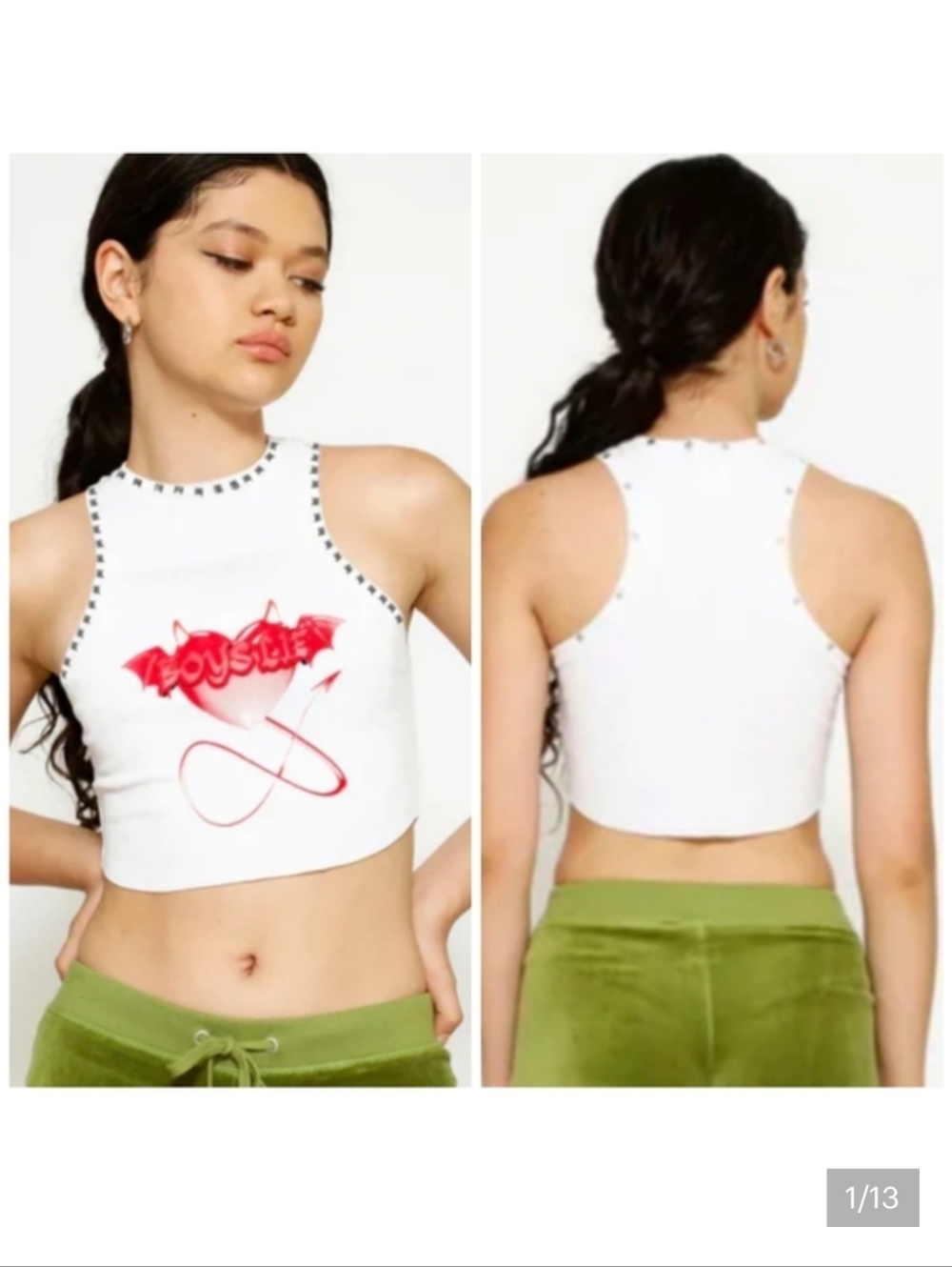 Boys Lie Heartless Studded Ribbed tank top